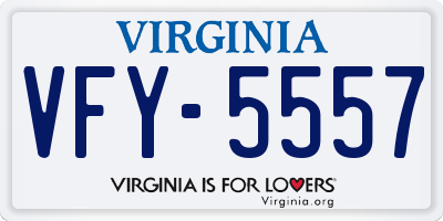 VA license plate VFY5557