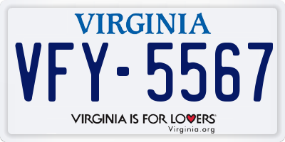 VA license plate VFY5567