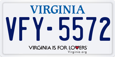 VA license plate VFY5572