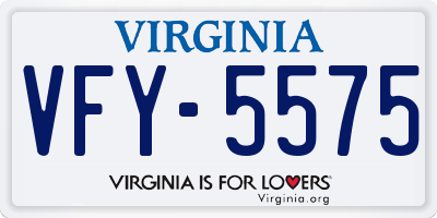 VA license plate VFY5575
