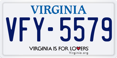 VA license plate VFY5579
