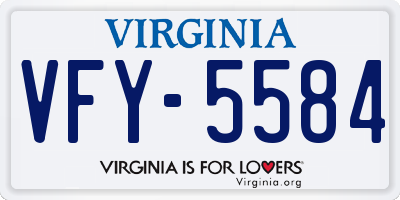 VA license plate VFY5584