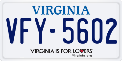 VA license plate VFY5602