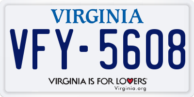 VA license plate VFY5608