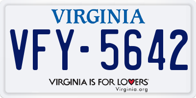 VA license plate VFY5642