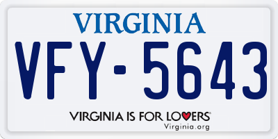 VA license plate VFY5643