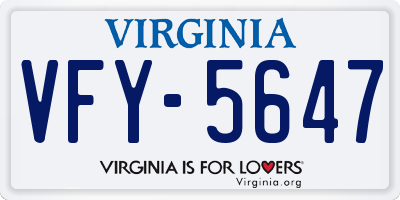 VA license plate VFY5647