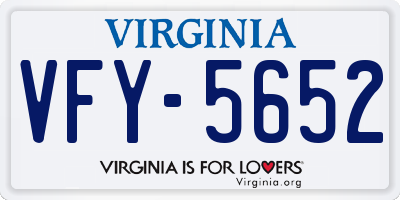 VA license plate VFY5652