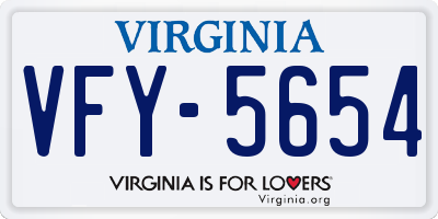 VA license plate VFY5654