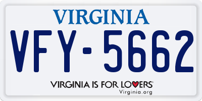 VA license plate VFY5662