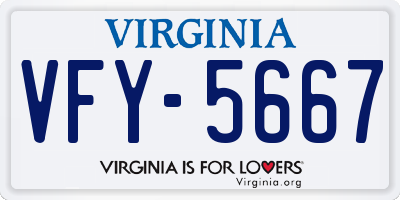 VA license plate VFY5667