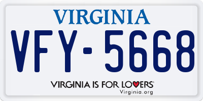 VA license plate VFY5668