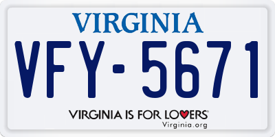 VA license plate VFY5671