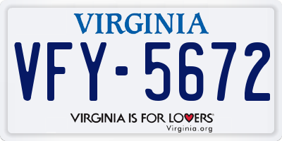 VA license plate VFY5672
