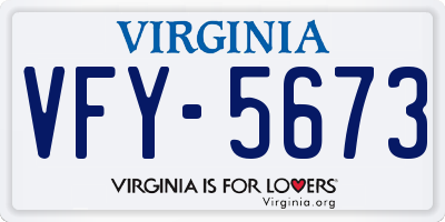 VA license plate VFY5673