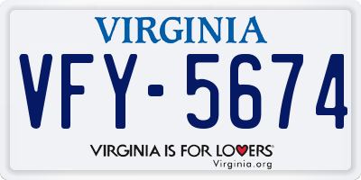 VA license plate VFY5674