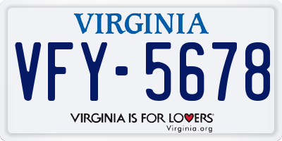 VA license plate VFY5678