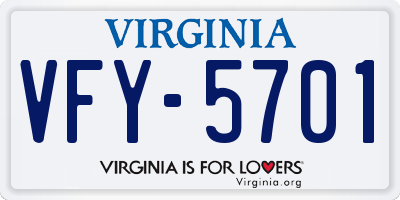 VA license plate VFY5701