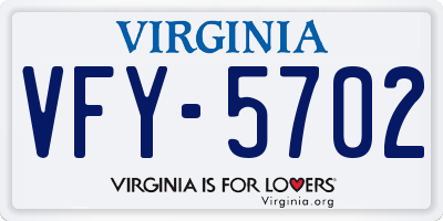 VA license plate VFY5702