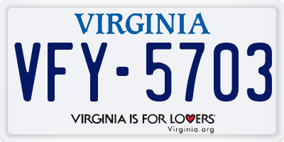 VA license plate VFY5703