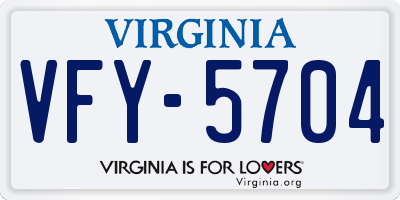 VA license plate VFY5704