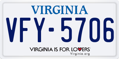 VA license plate VFY5706