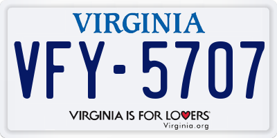 VA license plate VFY5707