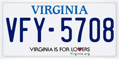 VA license plate VFY5708