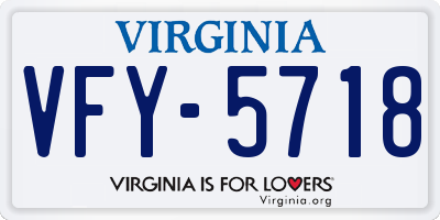 VA license plate VFY5718