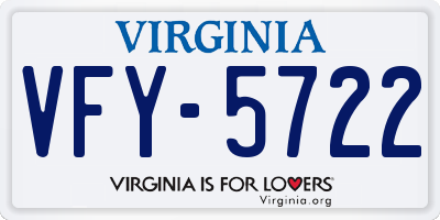 VA license plate VFY5722