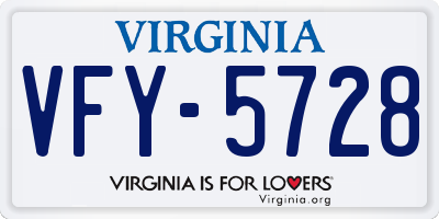 VA license plate VFY5728