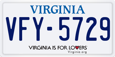 VA license plate VFY5729