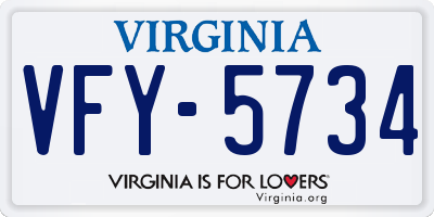VA license plate VFY5734