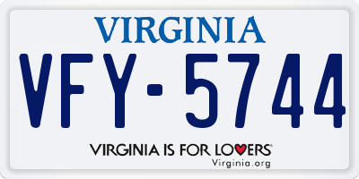 VA license plate VFY5744