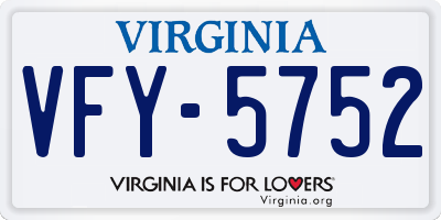 VA license plate VFY5752