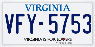 VA license plate VFY5753