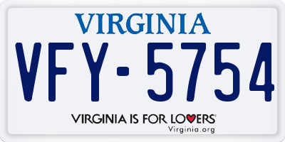 VA license plate VFY5754