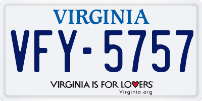 VA license plate VFY5757