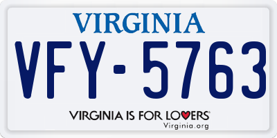 VA license plate VFY5763