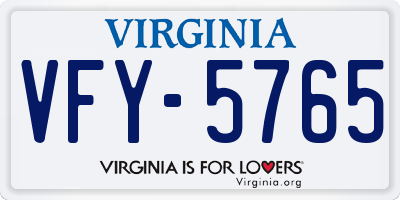 VA license plate VFY5765