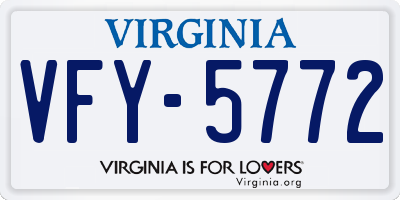 VA license plate VFY5772