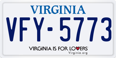 VA license plate VFY5773