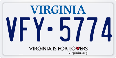VA license plate VFY5774