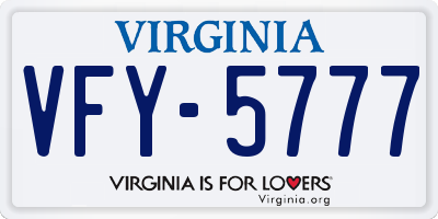 VA license plate VFY5777