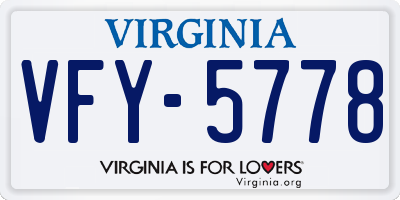 VA license plate VFY5778