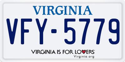 VA license plate VFY5779