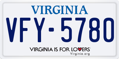 VA license plate VFY5780