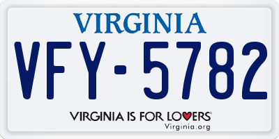 VA license plate VFY5782