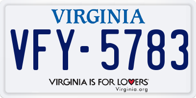 VA license plate VFY5783