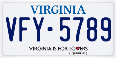 VA license plate VFY5789